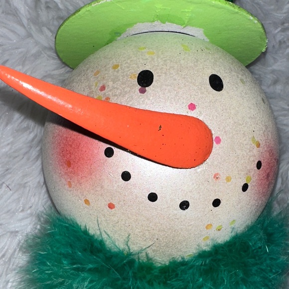 Festive Snowman Ornament Mistletoe Hat Polka Dot Bow Oversized Decor Pier One - Picture 5 of 15